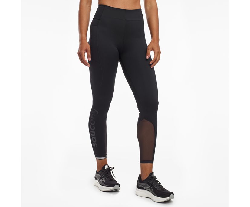 Women's Saucony Fortify High Rise 7/8 Pants Black | Singapore 332ZUTG